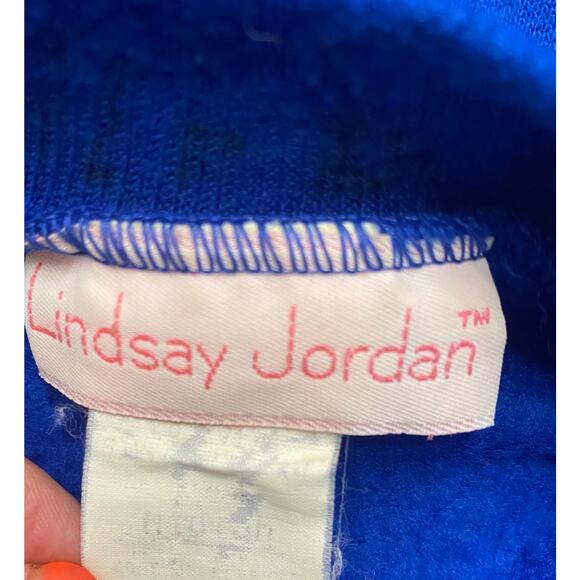 Vintage Lindsay Jordan Dog Applique Nightgown Blue Fleece Plaid Pocket Size - Picture 5 of 8